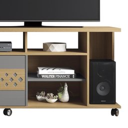 Rack Bancada Stone para Tv de até 47” Freijó/cinza - Pr Móveis - 4