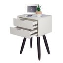 Ver imagem 5 de Mesa De Cabeceira Retro OFF WHITE COM 2 GAVETAS DE 40cm Pé MARROM ESCURO ENVIO MONTADA