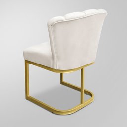 Kit 06 Cadeiras Flor Industrial Bege- Base de Ferro Dourado - 5
