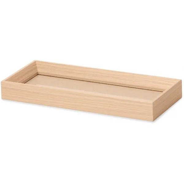 Bandeja Retangular em MDF Bege Claro com Linho 28 X 12 X 3CM MART 15678