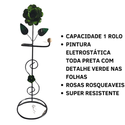 Porta Papel Higiênico 1 Rolo de Chão em Ferro com Rosa:verde - 3
