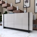 Ver imagem 1 de Balcão Buffet Balneário Camboriú 4 Portas 2 Prateleiras Off White/preto - Panorama Móveis