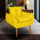 Ver imagem 1 de Poltrona Opala para Sala Clínica Salão Pés de Madeira Suede Amarelo
