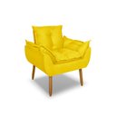 Ver imagem 2 de Poltrona Opala para Sala Clínica Salão Pés de Madeira Suede Amarelo