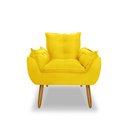 Ver imagem 3 de Poltrona Opala para Sala Clínica Salão Pés de Madeira Suede Amarelo