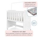 Ver imagem 4 de Conjunto Quarto de Bebê 100% MDF Mini Berço com Colchão e Cômoda 1 Porta 4 Gavetas Branco