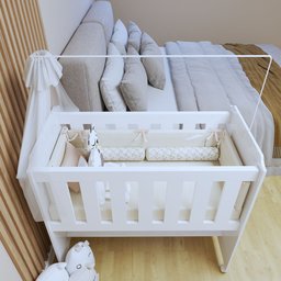 Conjunto Quarto de Bebê  100% MDF Mini Berço com Colchão e Cômoda 1 Porta 4 Gavetas - 14
