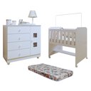Ver imagem 2 de Conjunto Quarto de Bebê 100% MDF Mini Berço com Colchão e Cômoda 1 Porta 4 Gavetas