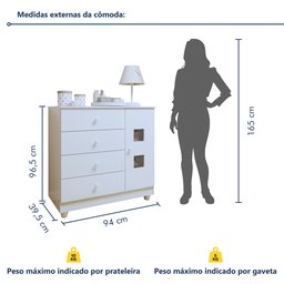 Conjunto Quarto de Bebê  100% MDF Mini Berço com Colchão e Cômoda 1 Porta 4 Gavetas - 4