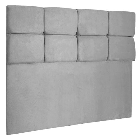 Cabeceira King 195cm Nina Suede Cinza SLK Decor Cabeceira Nina