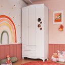 Ver imagem 1 de Guarda-Roupa Infantil Encanto Branco 3 Portas 2 Gavetas Completa Móveis