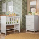 Ver imagem 1 de Conjunto Quarto de Bebê 100% MDF com Mini Berço e Cômoda 4 Gavetas Branco