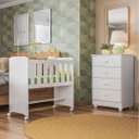 Ver imagem 1 de Conjunto Quarto de Bebê 100% MDF com Mini Berço e Cômoda 4 Gavetas Branco