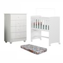 Ver imagem 2 de Conjunto Quarto de Bebê 100% MDF com Mini Berço e Cômoda 4 Gavetas Branco