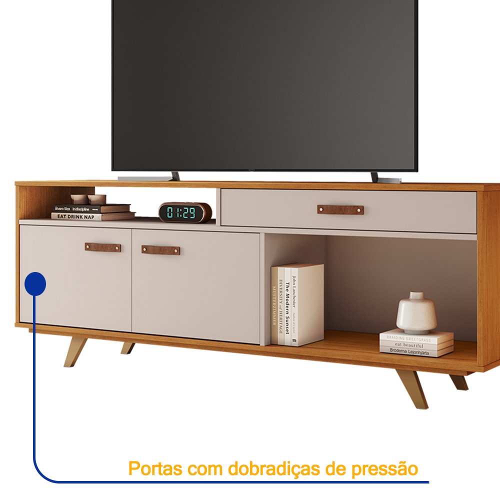 Rack para Tv até 65 Polegadas 2 Portas e 1 Gaveta Ímpar 1,60 Metros - Jcm Movelaria:cinamomo Off - 3