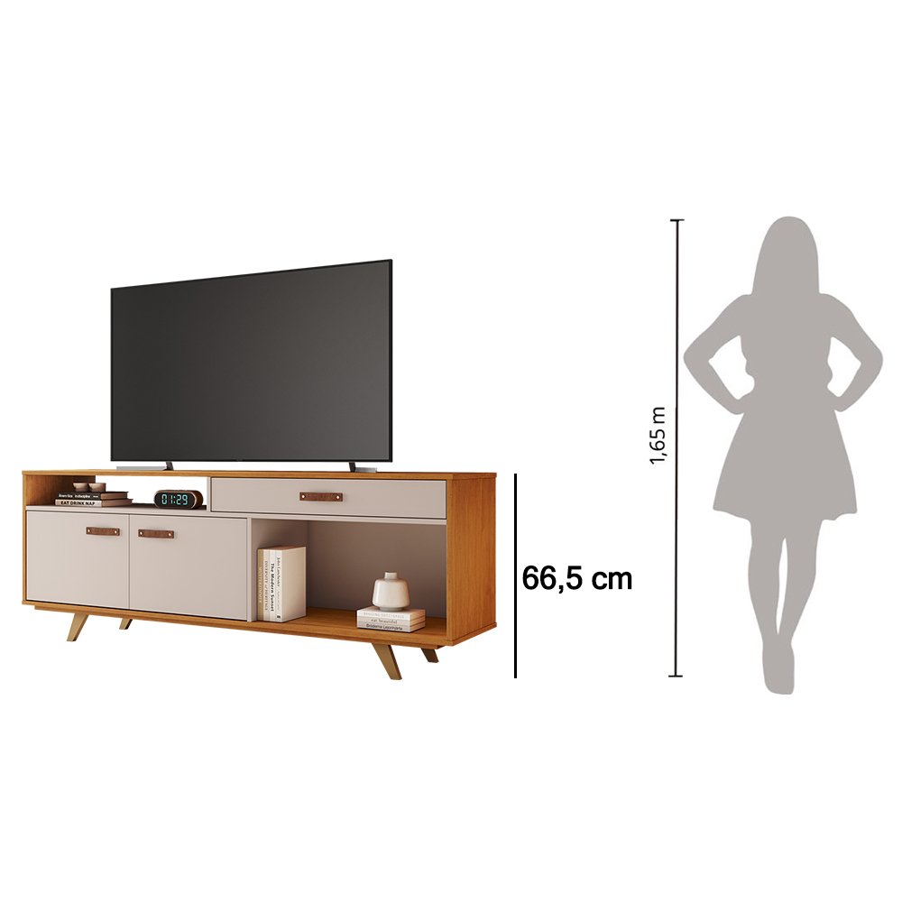 Rack para Tv até 65 Polegadas 2 Portas e 1 Gaveta Ímpar 1,60 Metros - Jcm Movelaria:cinamomo Off - 6