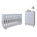 Ver imagem 2 de Conjunto Quarto de Bebê 100% MDF com Berço Mini Cama e Cômoda 4 Gavetas Life Branco
