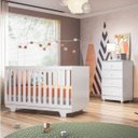 Ver imagem 1 de Conjunto Quarto de Bebê 100% MDF com Berço Mini Cama e Cômoda 4 Gavetas Life Branco