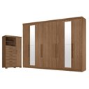 Ver imagem 1 de Guarda Roupa Casal 8 Portas 4 Gavetas Master New com Espelho e Cômoda Marabá com Pés Jatobá