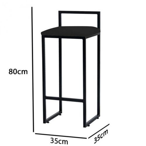 Kit 2 Banquetas Altas Bistô Bar em Aço Preto Assento Preto Corino - 4