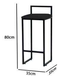 Kit 2 Banquetas Altas Bistô Bar em Aço Preto Assento Preto Corino - 4