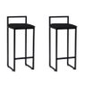 Kit 2 Banquetas Altas Bistô Bar em Aço Preto Assento Preto Corino - 1