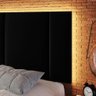 Cabeceira Estofada Iluminação Led Glow Cama Queen Size 160cm Veludo Preto - 3