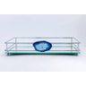 Bandeja Espelhada Fence Ágata Azul 10 X 20 Cm Cromada Hara - 1