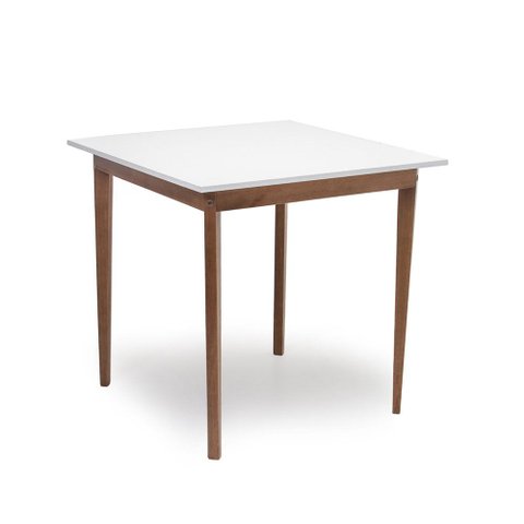 Mesa de Jantar 4 Lugares Quadrada 90x90 em MDF e Madeira Liz Branca
