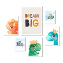 Ver imagem 1 de Composição 6 Quadros Quarto Infantil Dino Baby - com Vidro:madeira Branca
