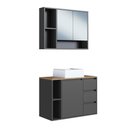 Ver imagem 2 de Conjunto Banheiro Gabinete Cuba Espelheira 3 Portas 3 Gavetas 80cm Multimóveis Crart-CON006 Grafite