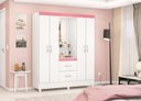 Ver imagem 5 de Guarda Roupa 4P Essen Branco/Rosa/Branco
