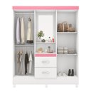 Ver imagem 3 de Guarda Roupa 4P Essen Branco/Rosa/Branco