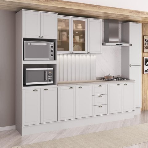 Armário de Cozinha Completa com Balcão Milla Lia Carraro Branco