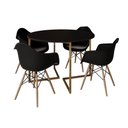 Ver imagem 6 de Mesa Jantar Industrial Redonda 110Cm Preta Base V Dourada Com 4 Poltronas Daw Madeira P Cor: Preto