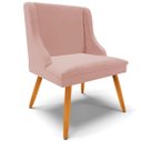 Ver mais imagens de Kit 4 Cadeiras Decorativas Sala de Jantar Pés Palito de Madeira Firenze Veludo Rosê/Natural G19 - Gr