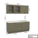 Ver imagem 4 de Cozinha Compacta Modulada 7 Portas 3 Gavetas 100% MDF 1 Tampo Sevilha Verde/Hill