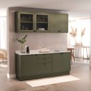 Ver imagem 1 de Cozinha Compacta Modulada 7 Portas 3 Gavetas 100% MDF 1 Tampo Sevilha Verde/Hill