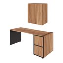 Ver imagem 2 de Mesa Escritório 1,70m C/ Balcão e Armário Aéreo 2 Portas F5 Cor:nogal com Preto