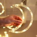 Ver imagem 4 de Decoração Cortina Varal Cordão Fio de Luzes Lâmpadas Estrela Lua Céu Led Natal Enfeite 2,5m