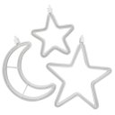 Ver imagem 3 de Decoração Cortina Varal Cordão Fio de Luzes Lâmpadas Estrela Lua Céu Led Natal Enfeite 2,5m