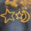 Ver imagem 6 de Decoração Cortina Varal Cordão Fio de Luzes Lâmpadas Estrela Lua Céu Led Natal Enfeite 2,5m