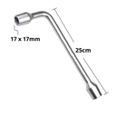 Ver imagem 2 de Chave Vazada Biela Longa em L com Furo 2 Bocas Sextavada Galvanizada Fertak Tamanho: 17x17 mm