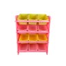 ESTANTE ORGANIZADORA BRINQUEDOS CAIXAS 12 GAVETAS NICHO INFANTIL ARMARIO QUARTO MENINAS ROSA - 1