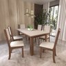 Conjunto de Mesa New Fenix 1,60 6 Cadeiras Bordadas Indekes Noce/off White - Indekes - 1