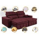 Ver imagem 3 de Sofá Retrátil e Reclinável 2,00M Molas Ensacadas e Costura Tripla Cama Inbox Nobre Suede Vinho