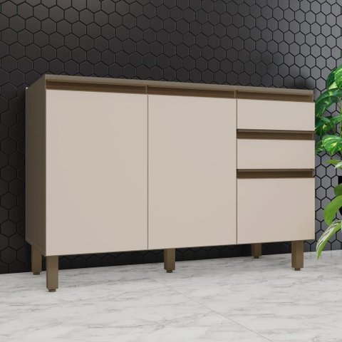Balcão de Cozinha para Pia Lora 3 Portas 2 Gavetas MDF 120cm Rustic Casa 812
