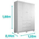 Ver imagem 3 de Berço Nacional Doce Sonho 3540 e Guarda Roupa Duda 4 Portas Branco Brilho com Colchão Ortobom – Phoe