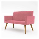 Ver imagem 2 de Poltrona Namoradeira Nina em Suede 2 Lugares com Pés de Madeira Balaqui Decor