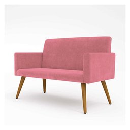 Poltrona Namoradeira Nina em Suede 2 Lugares com Pés de Madeira Balaqui Decor - 2